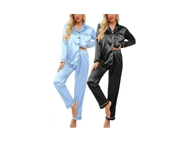Ekouaer 2 Pack Satin Pajamas Set For Women Classic… Code
