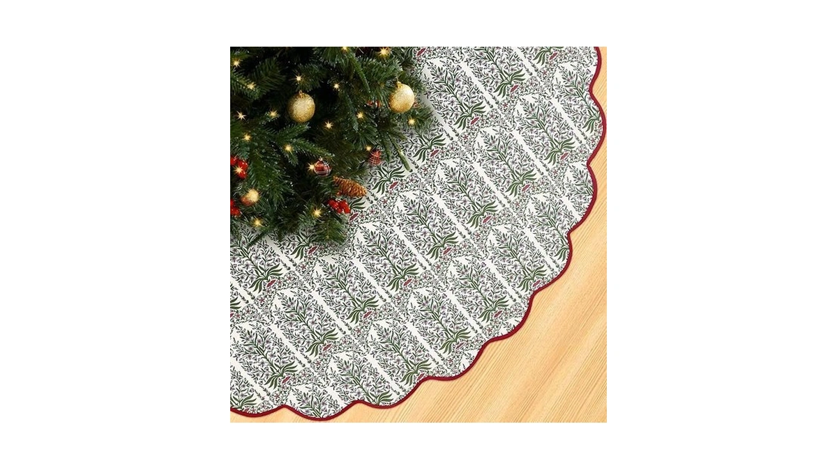 Amazon code: 60 Inch Christmas Tree Skirt Vintage Red