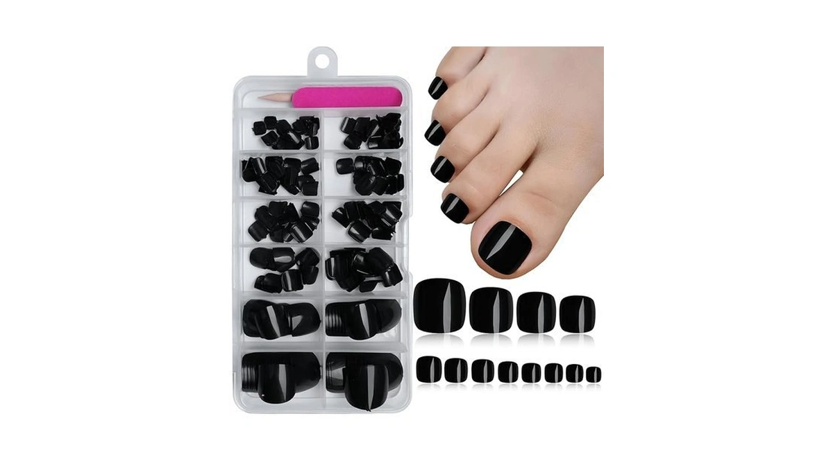 Amazon coupon: Eternalclassic Black Press On Toenails 2