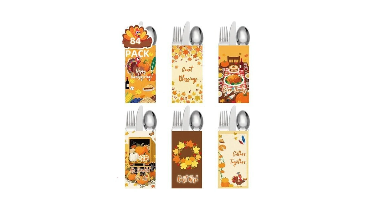 Amazon code: 84 Pcs Thanksgiving Turkey Cutlery Holde