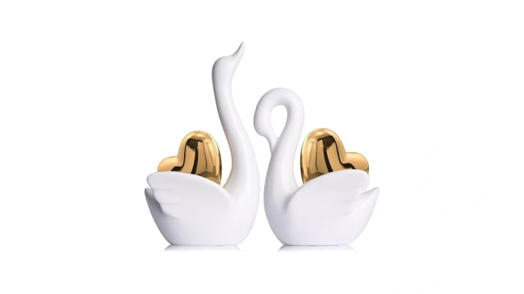 Amazon code: Xmgzq 2pcs White Ceramic Swan Couple Fig