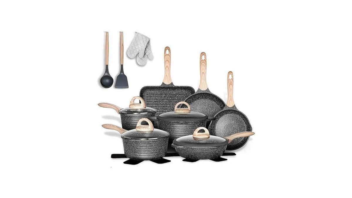 Amazon code: Jeetee 20pcs Nonstick Pots And Pans Set