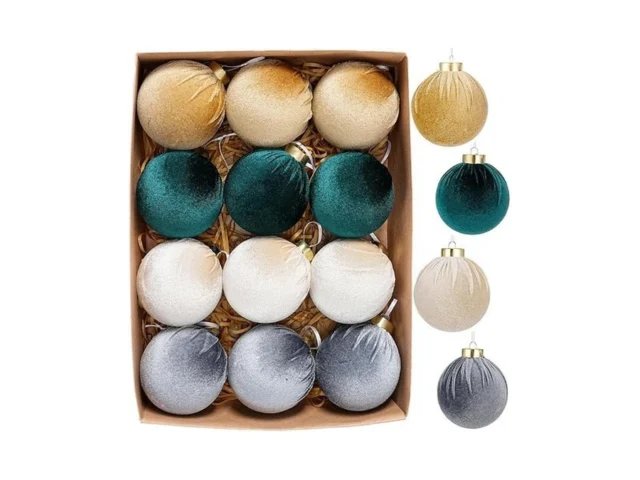 12pcs Velvet Christmas Ball Ornaments Set… Code