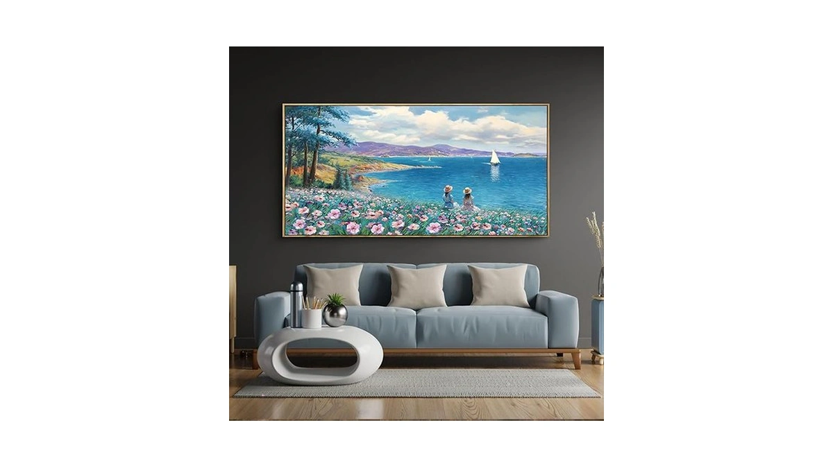Amazon coupon: Xlsjerst Landscape Wall Art - Blue Ocean