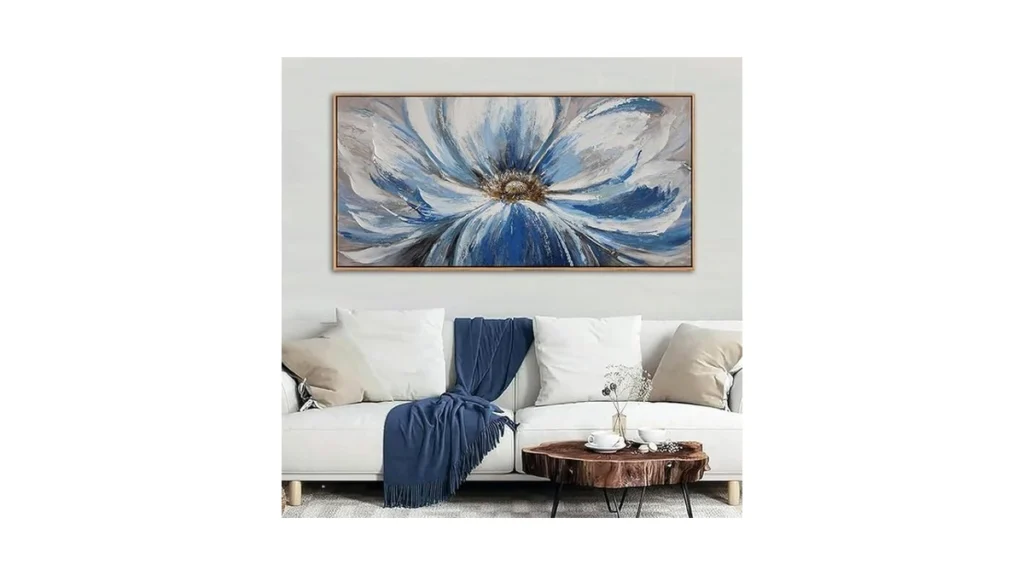 Amazon coupon: Blue Wall Art For Living Room Large Whit
