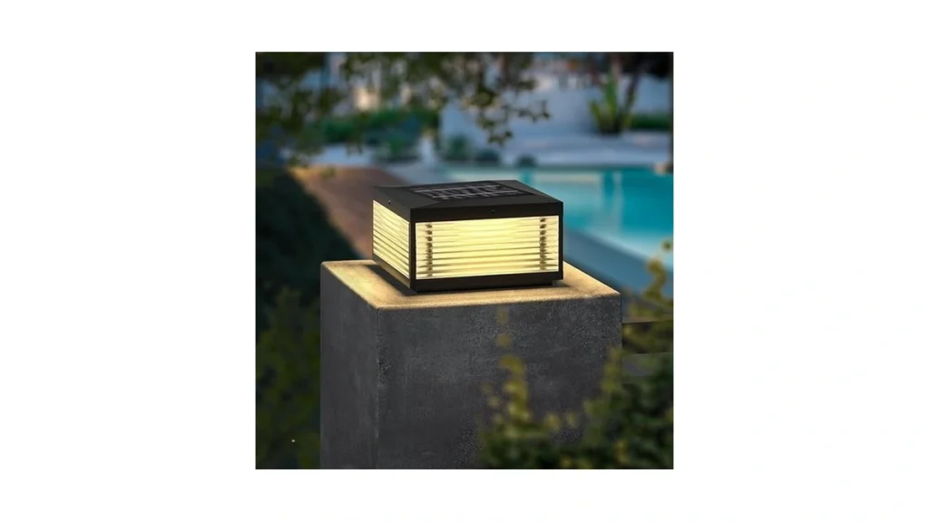 Amazon coupon: Luxfairy Modern Solar Post Light Outdoor