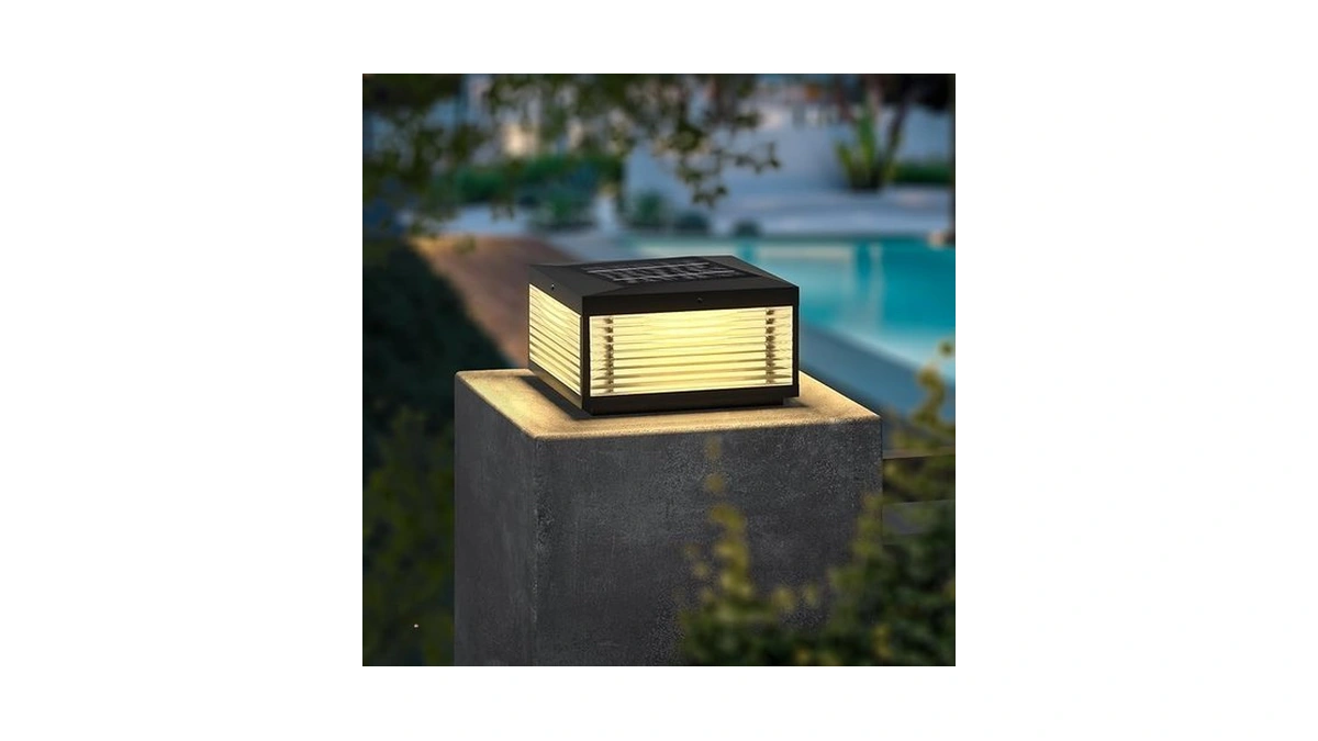 Amazon coupon: Luxfairy Modern Solar Post Light Outdoor