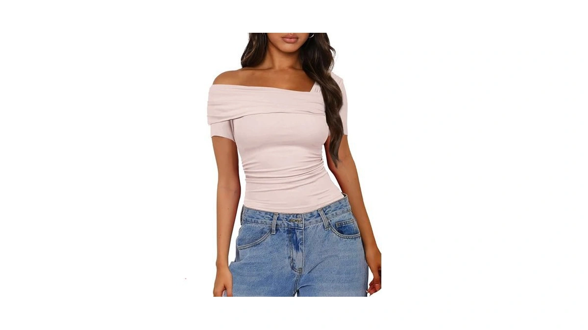 Amazon coupon: Anytree Women Off Shoulder Top Y2k Asymm