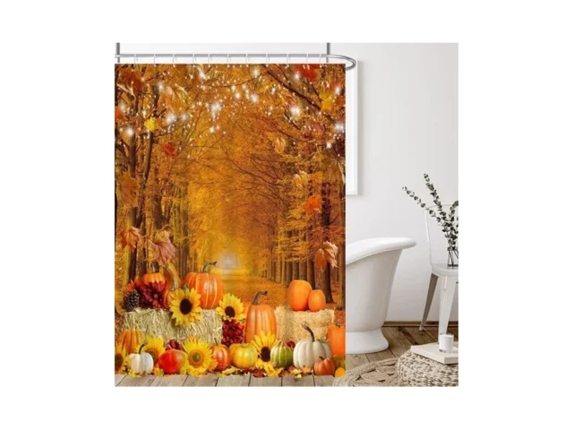 Lofaris Autumn Maple Forest Pumpkin Shower Curtain… Code