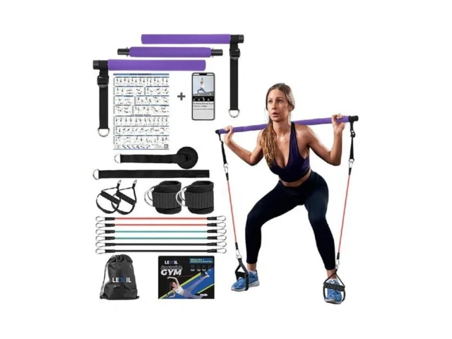 Pilates Bar Kit With Resistance Bands Exercise… Coupon