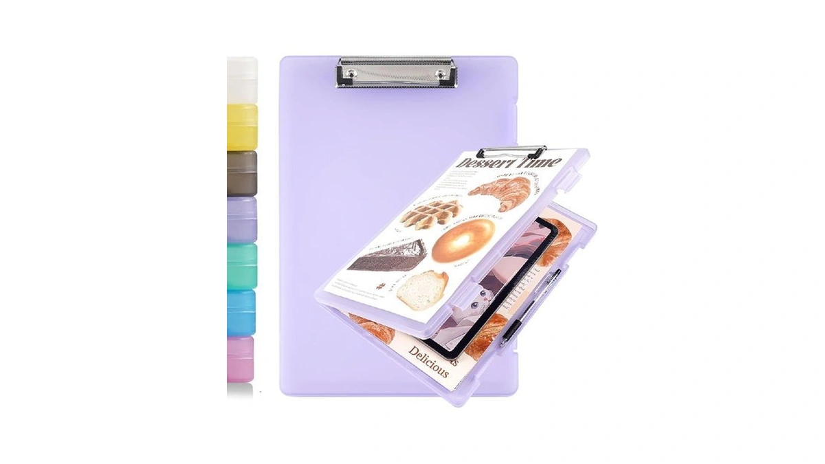 Amazon code: Clipboard With Storage Clear Purple Plas