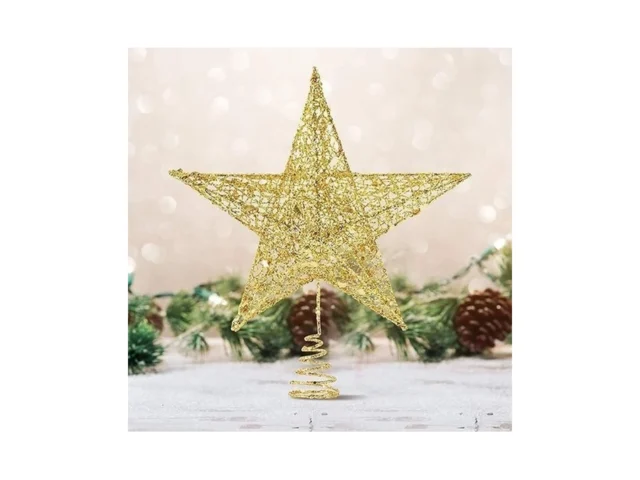 Glittered Christmas Tree Topper 8 Inch Gold Glitter… Code