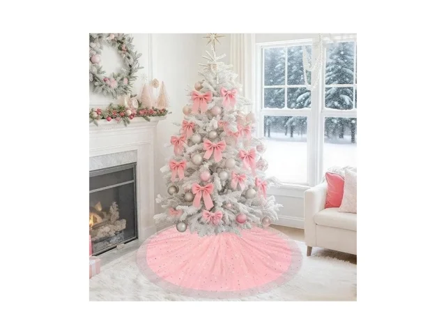 Yuboo Blush Pink Fluffy Tulle Christmas Tree Skirt… Code