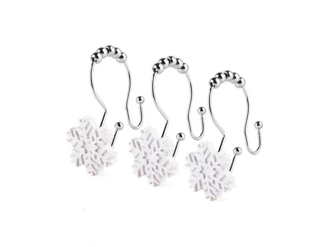 Snowflake Double Shower Curtain Hooks 12 Pcs… Code