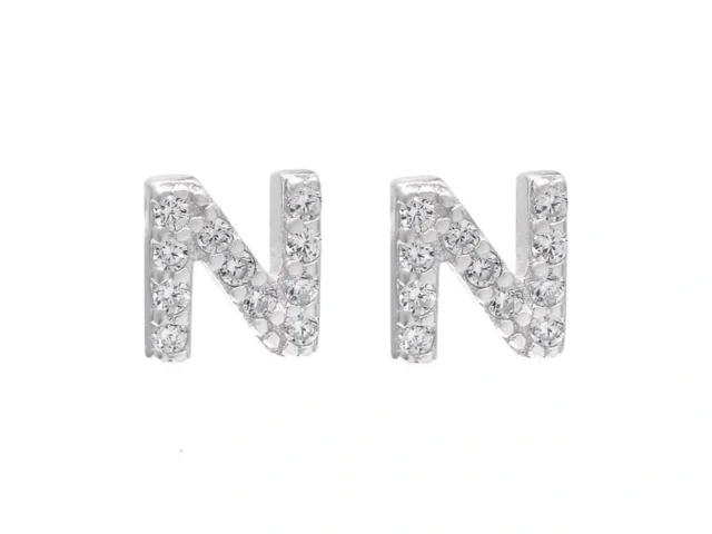 Tiny Sterling Silver Letter N Initial Earrings… Coupon