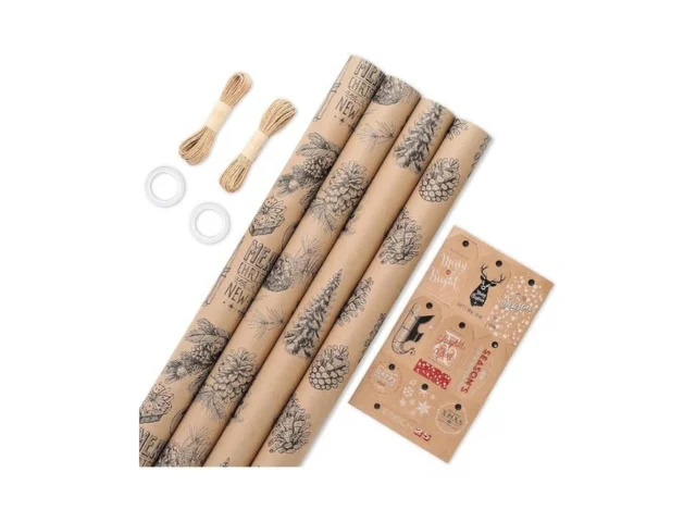 Yangte Vintage Christmas Wrapping Paper Rolls Brown… Code