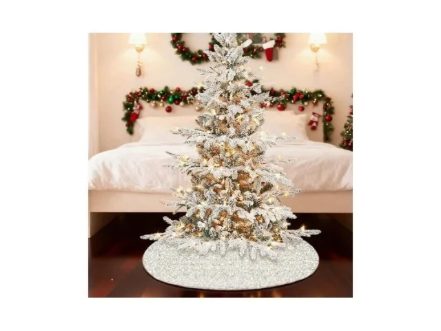 White Boho Christmas Tree Skirt 30in Elegant Chic… Code