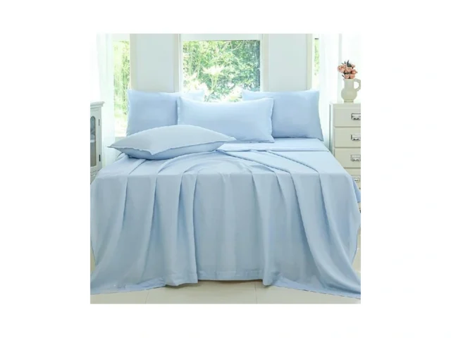 Bajure Solid Light Blue Cotton Bed Sheet Set -… Coupon