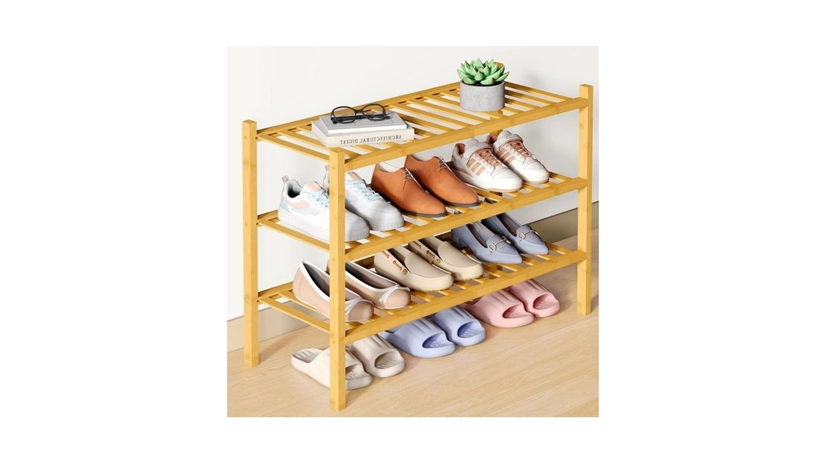 Amazon code: Smiry Bamboo Shoe Rack For Closet 3 Tier