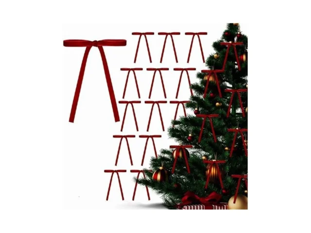 24pcs Burgundy Christmas Tree Bows Rustic Velvet… Code