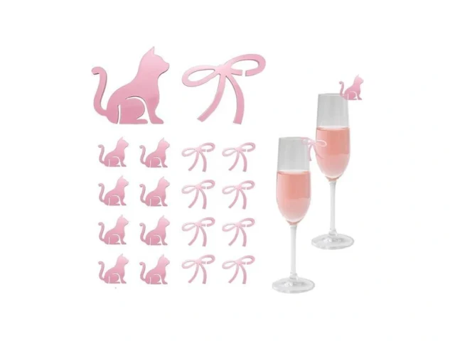 20 Pcs Bow Wine Glass Markers Cat Drink Charms Pink… Code