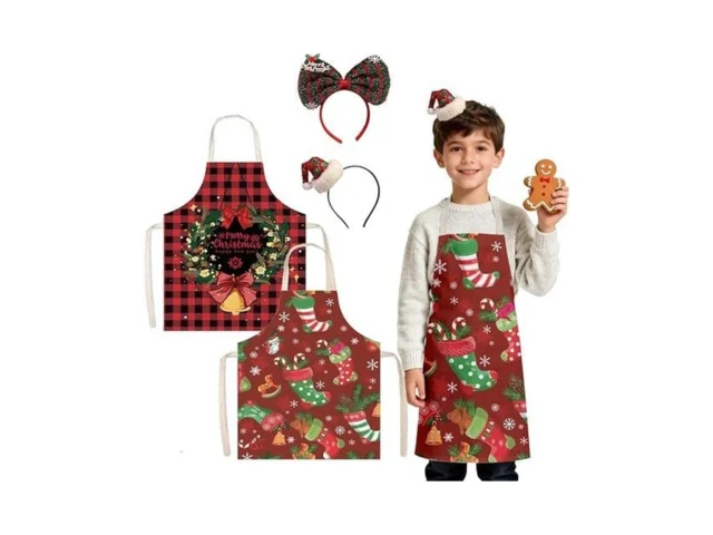 Imerago 4 Pcs Christmas Apron And Headband Set Xmas… Code