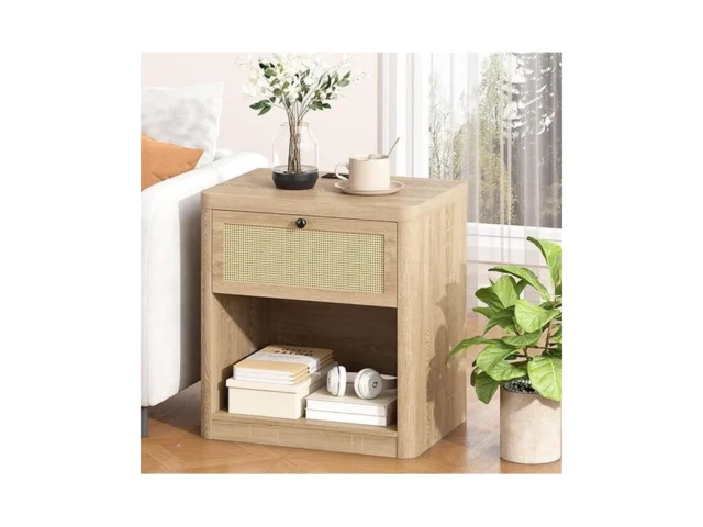 Yusong Rattan Night Stand Bedside Table Small Night… Code