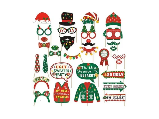 Bessmoso Ugly Sweater Christmas Photo Booth Props -… Code
