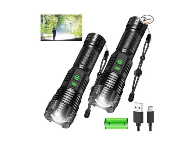 2pack Rechargeable Flashlights 100000 High Lumens… Code