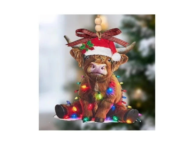Vexelzytro Wooden Cute Cow Ornaments For Christmas… Code