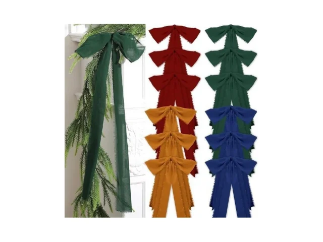 Daifunli 12 Pcs Christmas Frayed Edge Bows… Code