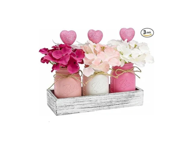 Lolede Valentines Day Decorations 3-pack Mason Jars… Code