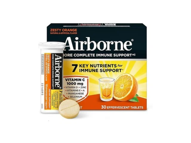 Airborne 1000mg Vitamin C With Vitamin D Zinc Sugar…