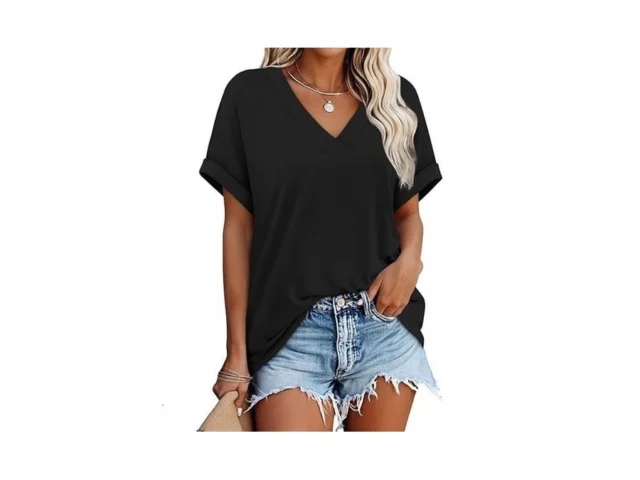 Wiholl Black Oversized T Shirts For Women Short… Coupon