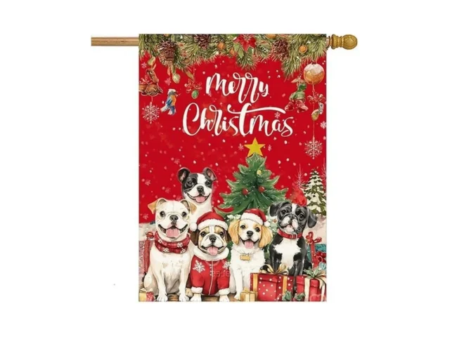 Christmas Dogs House Flag 28×40 Inch Double Sided… Coupon