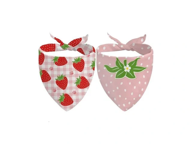 Strawberry Dog Bandanas 2 Pcs Pet Scarf For Dog… Code