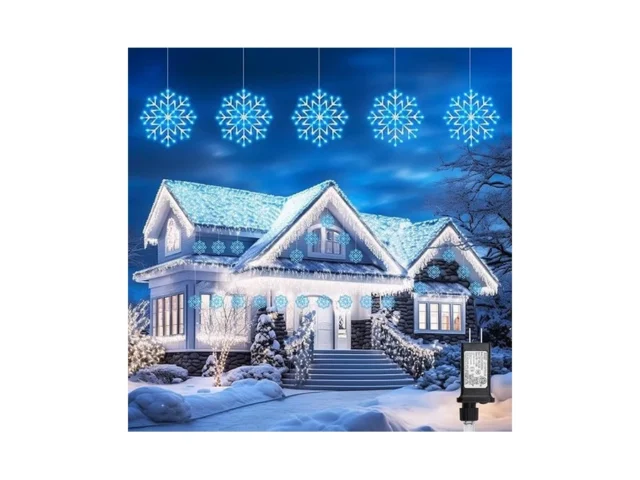 Christmas Snowflake Icicle Lights Outdoor – Plug-in…
