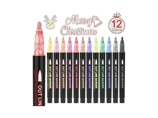 Olingyou Outline Markers 12 Colors Shimmer Markers… Code