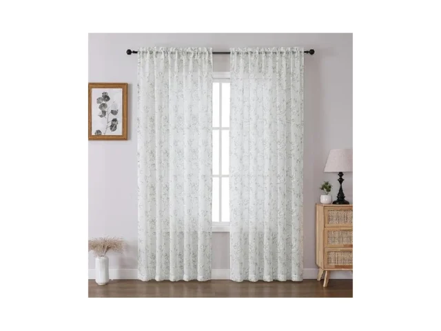 Miss Selectex Linen Look Curtains Sage Green Floral…