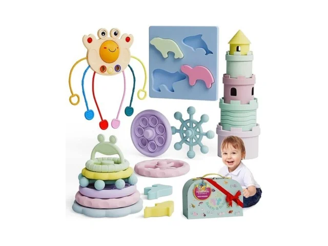 Silicone Baby Teething Toys Gift Set 5-in-1… Code