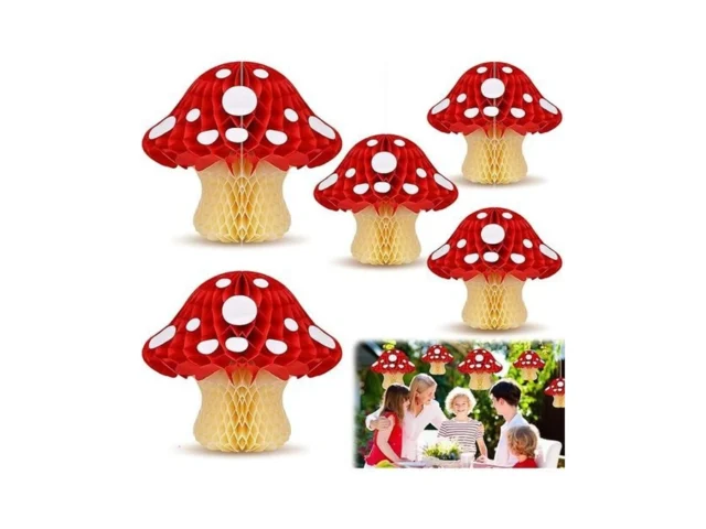Mushroom Honeycomb Paper Decorations 5 Pack – Cute… Code