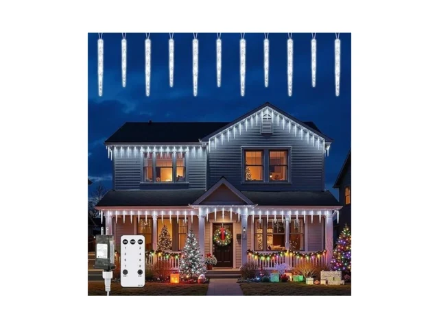 Brightown Icicle Lights Outdoor 20ft With Remote -… Code