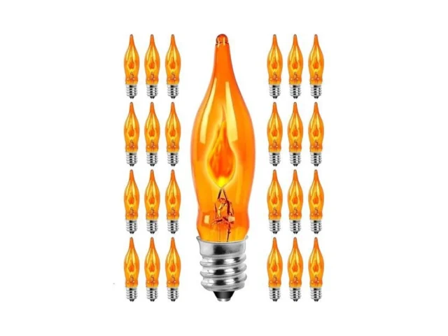 Adirxon 25-pack Amber Flame Light Bulbs Vintage C18… Code