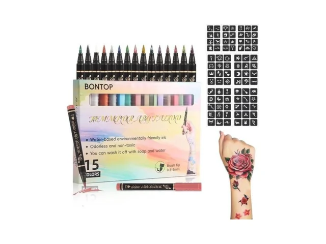 Bontop Temporary Tattoo Markers For Skin 15 Body… Code