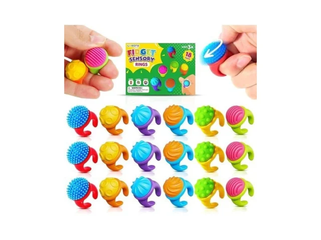 Fidget Toys Kids Sensory Rings 18 Pack Textured… Code
