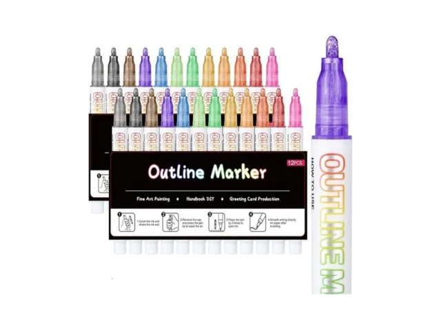 Senrou Double Line Outline Markers 12 Pcs X 2 Set… Code