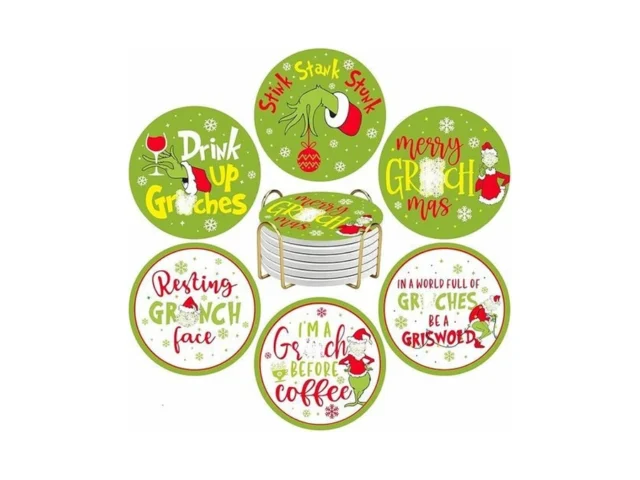 Funny Christmas Coasters Table Decorations 6 Pcs… Code