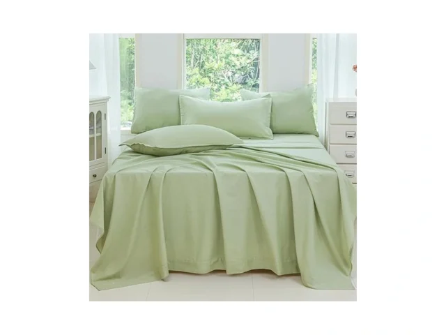 Bajure Solid Gray-green Cotton Bed Sheet Set – King…