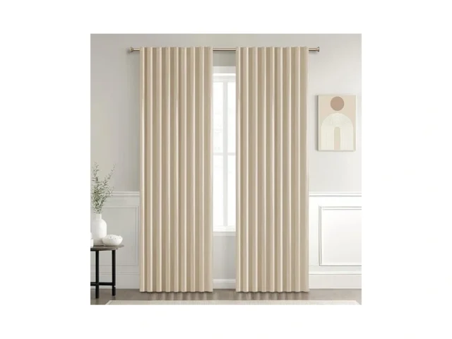 Woaboy Back Tab Cream Beige Light Blocking Curtains…