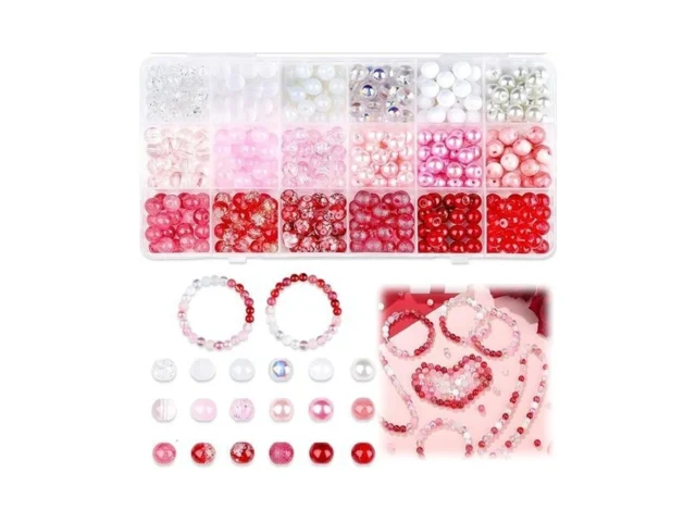 Nukayai 360pcs Valentines Glass Beads For Jewelry… Code